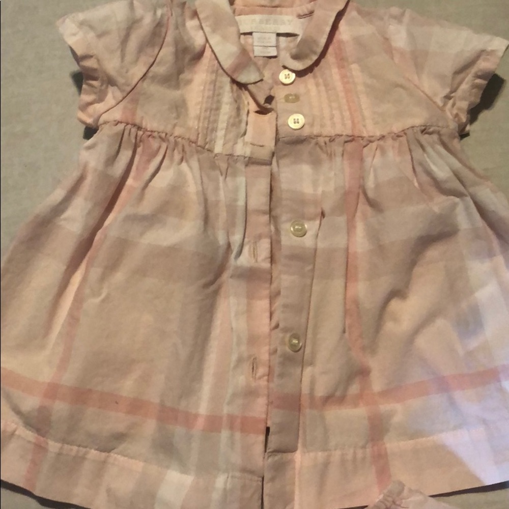Pink Burberry dress size 3 months